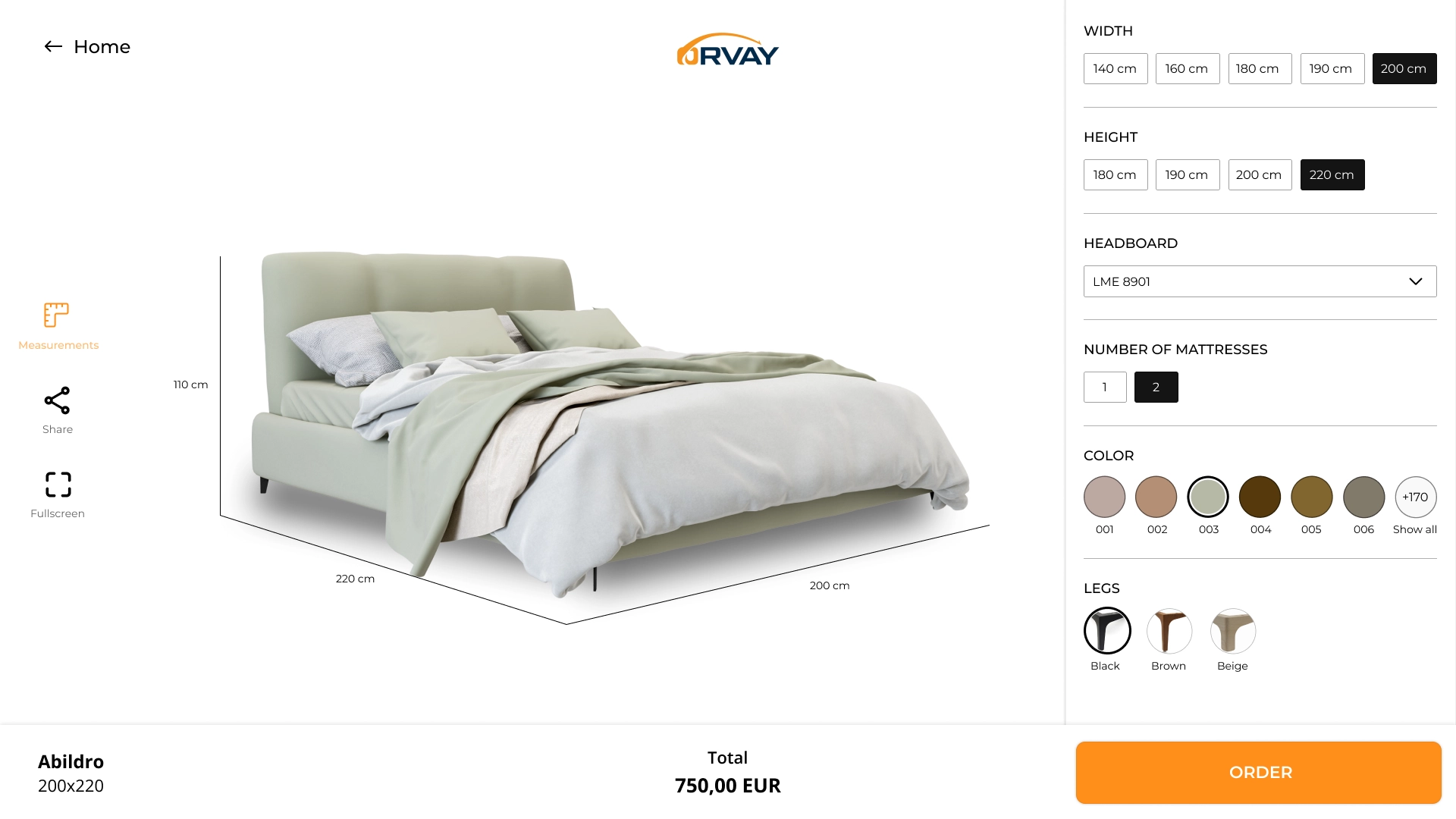 Bed configurator