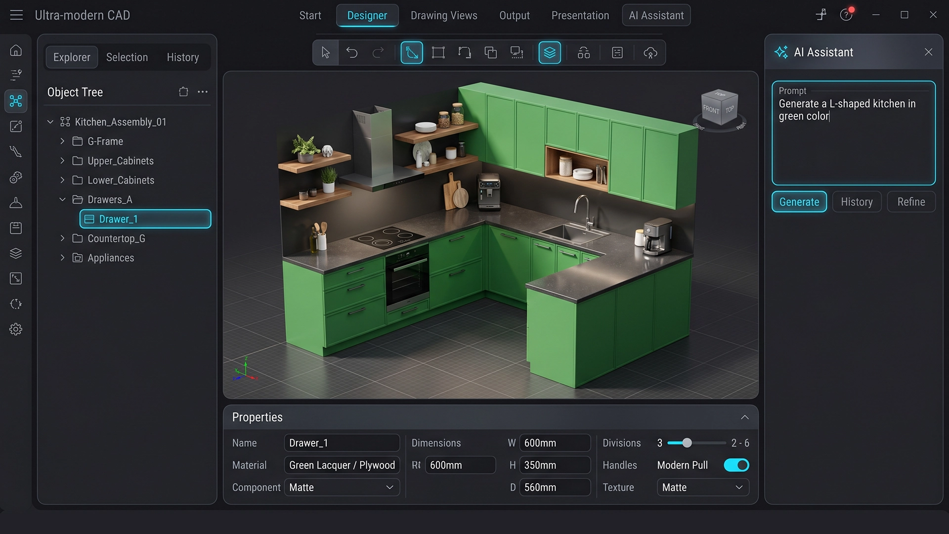 Custom CAD system with AI assistant