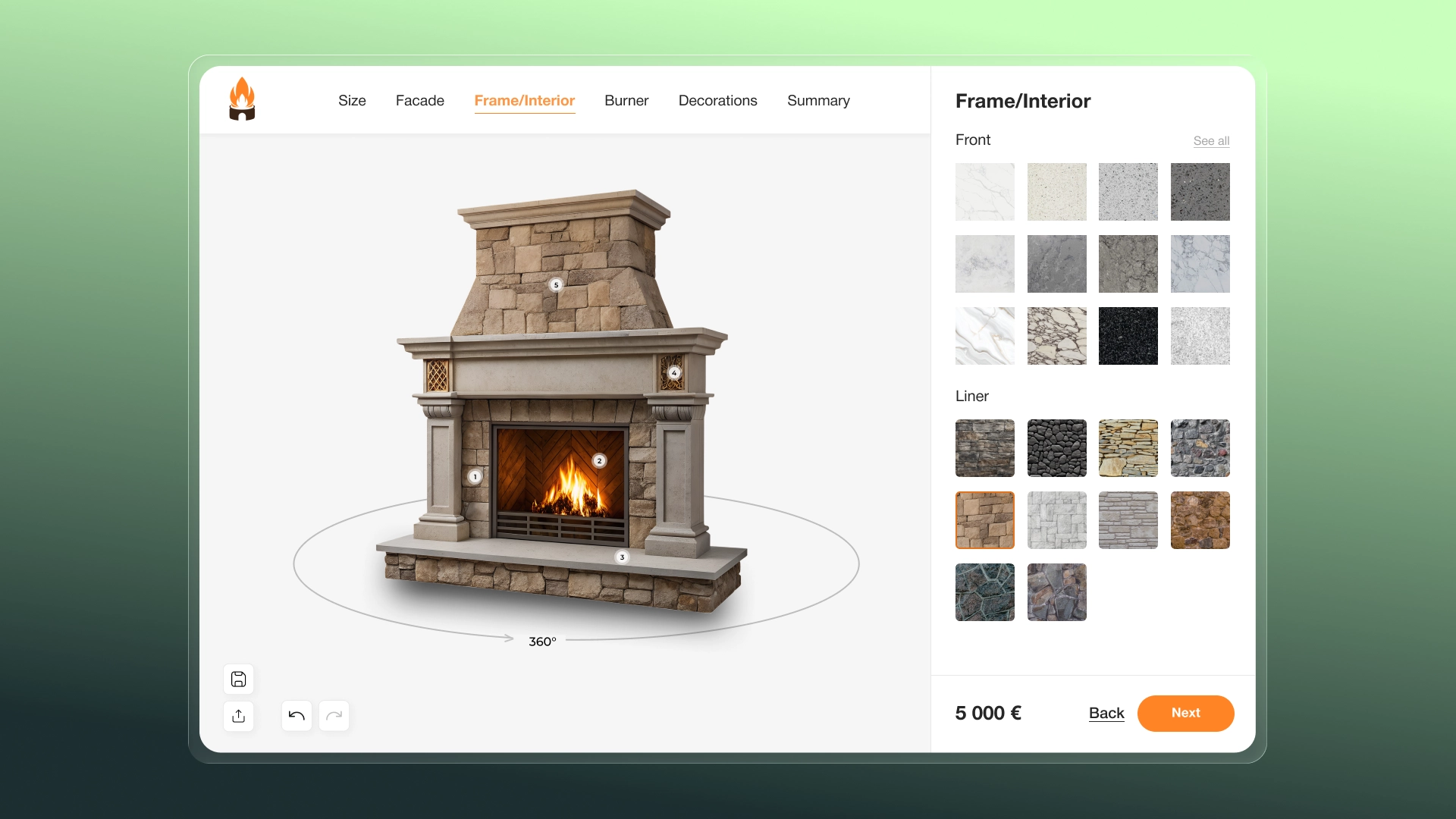 Fireplace configurator