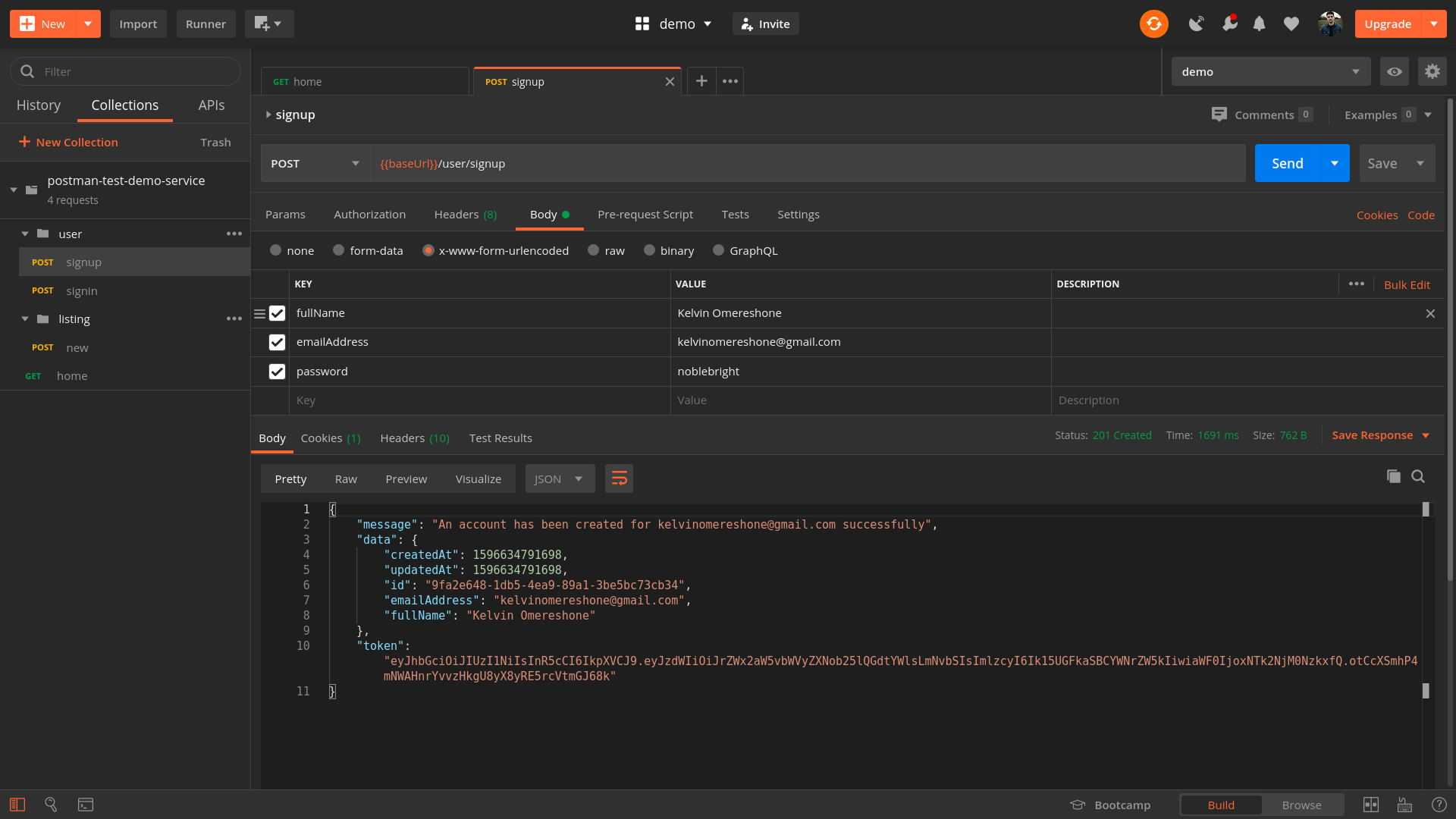 Postman API testing