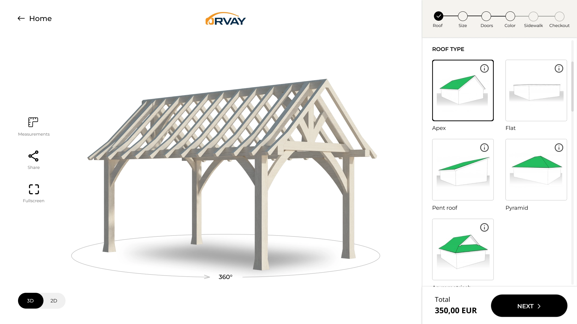 Terrace roof configurator