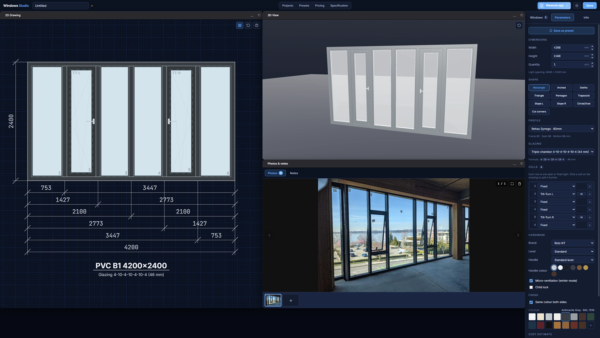 Online window calculation and quotation system for window companies (Window CPQ Software)