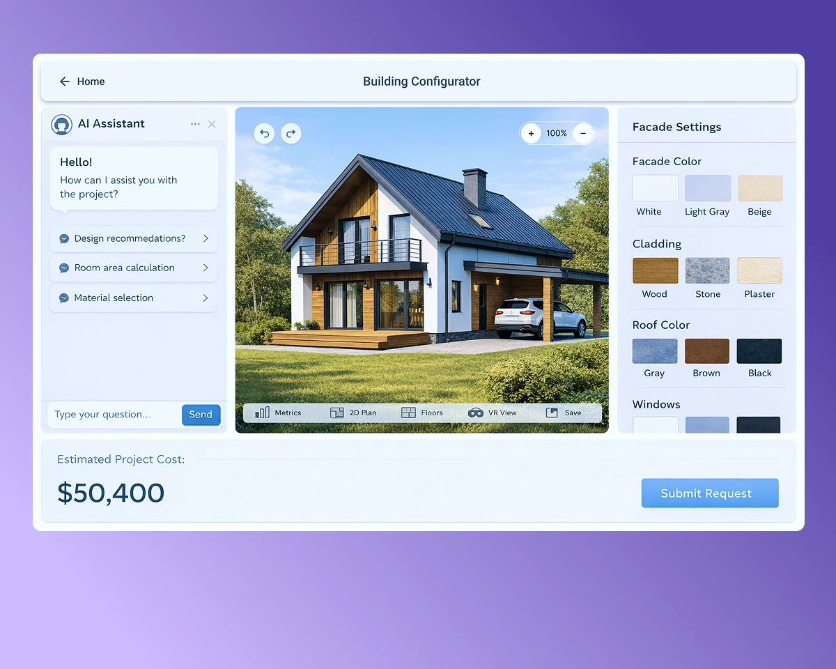 3D configurator with AI and CPQ module