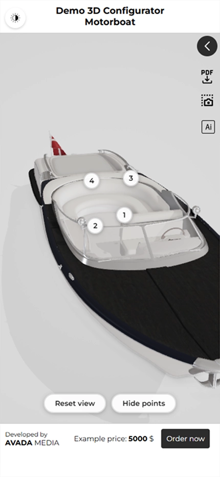 3D motor boat configurator mobile