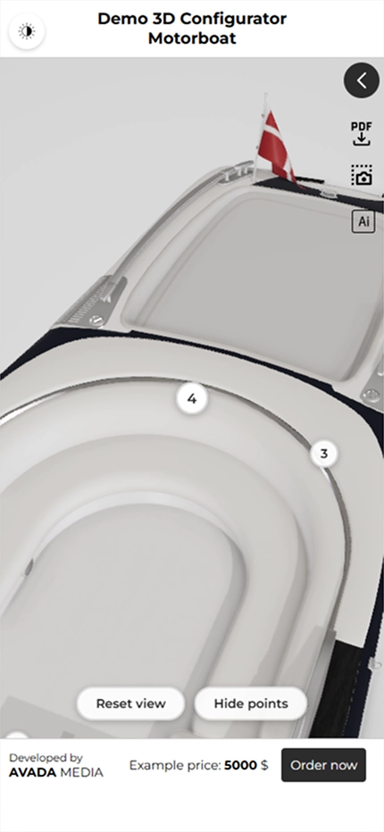 3D boat configurator mobile version