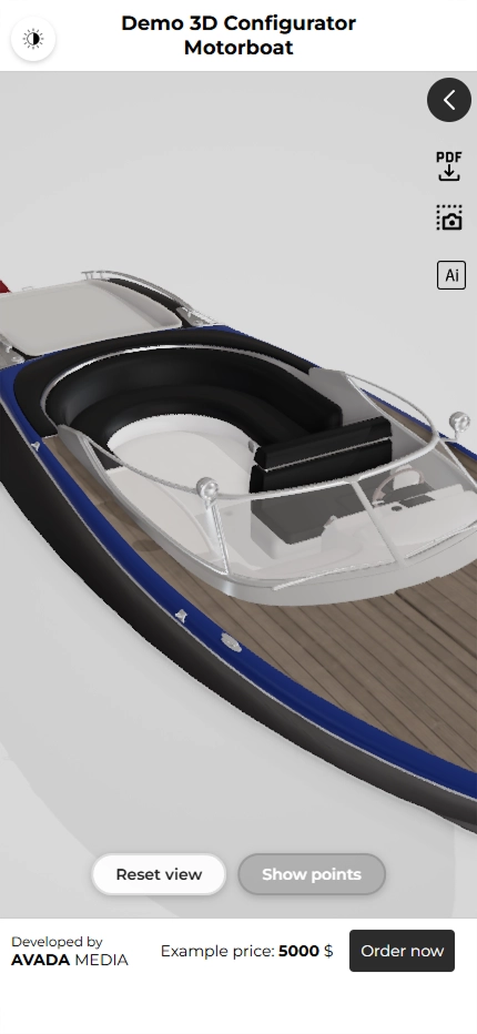 3D motorboat configurator mobile version
