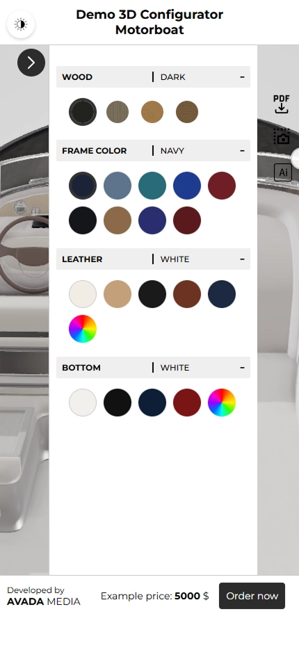 Boat 3D configurator mobile version