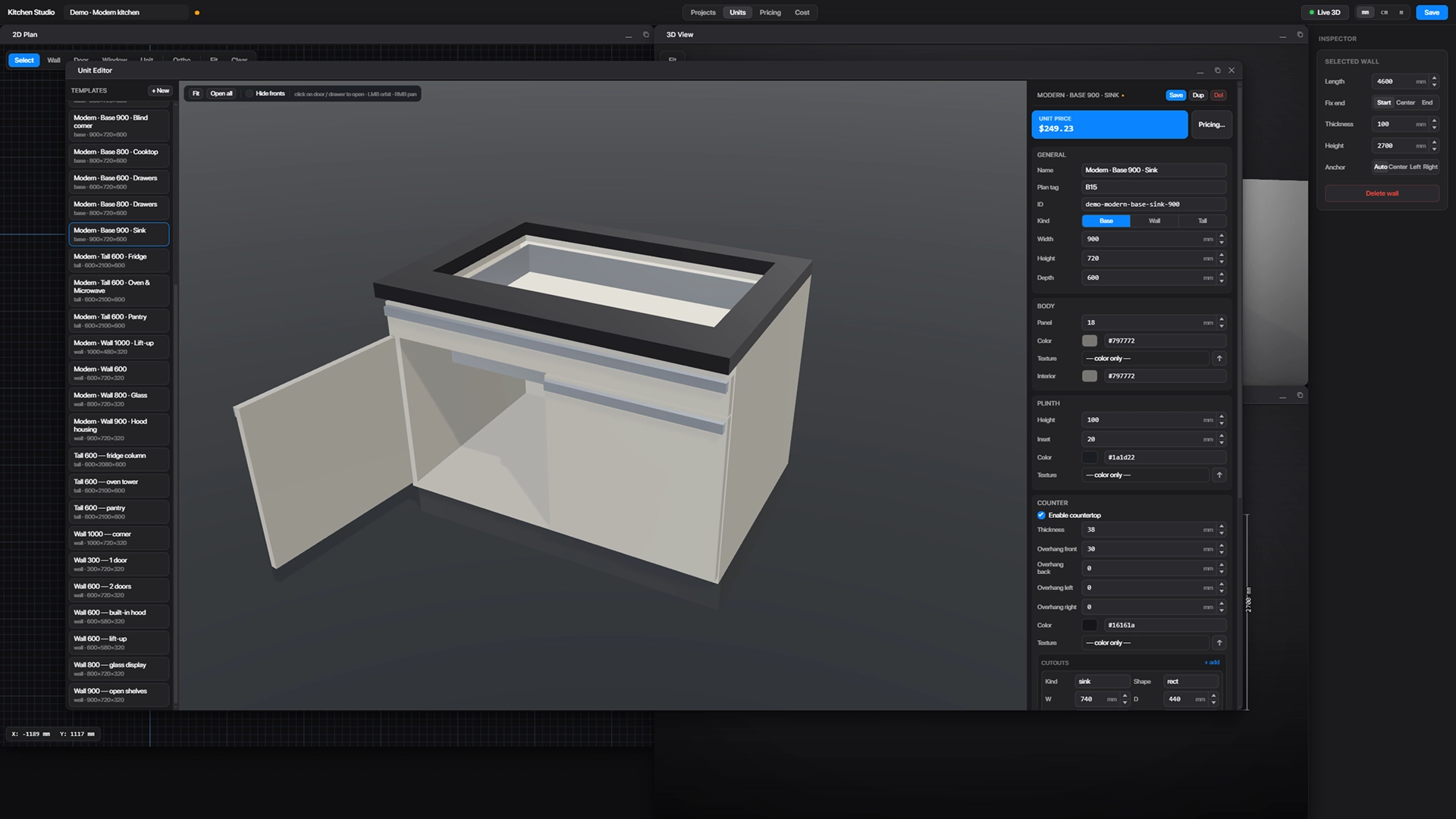 CAD/CPQ system for kitchen production