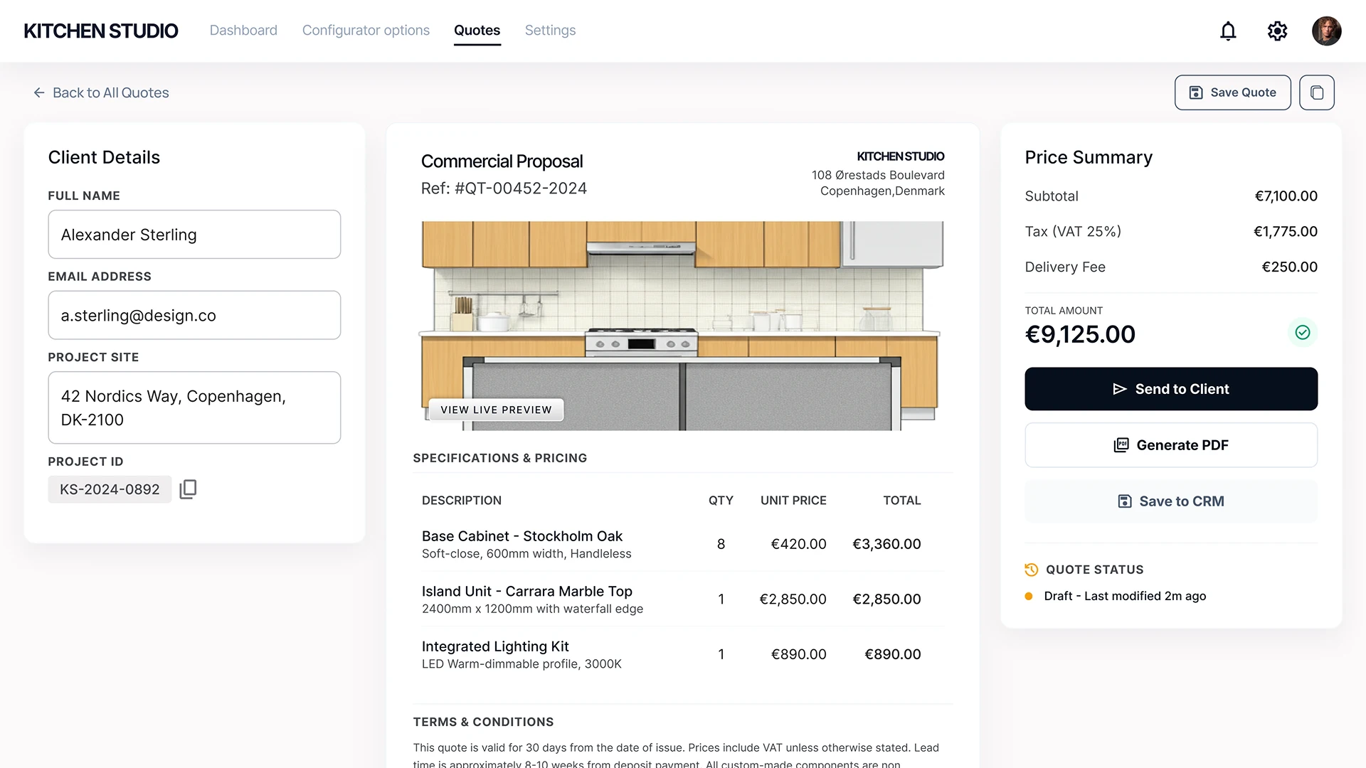CPQ система для кухонного конфігуратора, розрахунок вартості та формування комерційної пропозиції онлайн