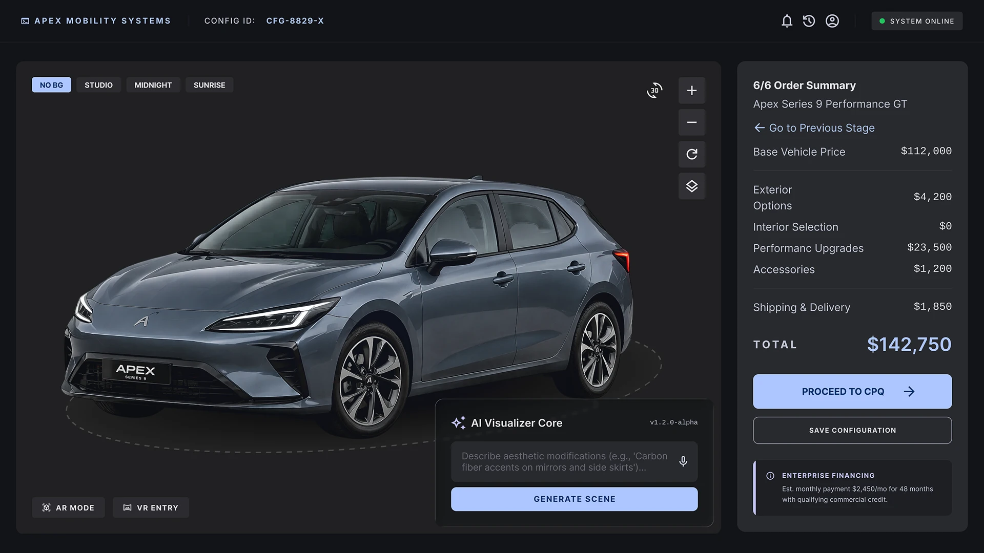 AI конфігуратор авто з CPQ, візуалізація продукту та розрахунок вартості в реальному часі