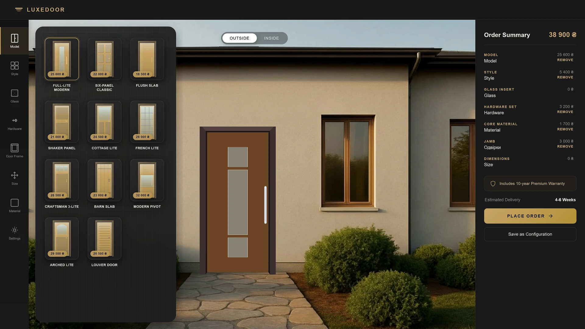 CPQ конфігуратор дверей з 3D візуалізацією, кастомізація продукту та оформлення замовлення