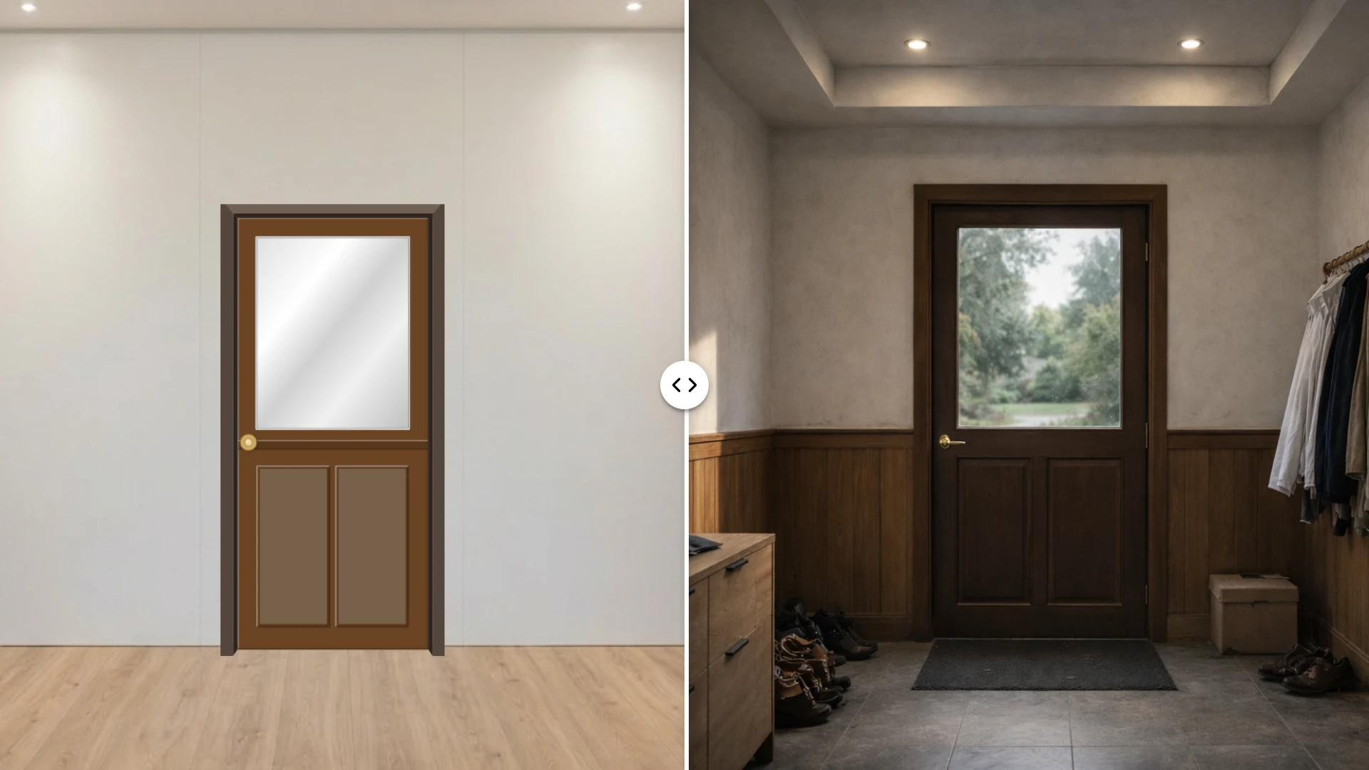 Intelligent door design generation with realistic spatial rendering
