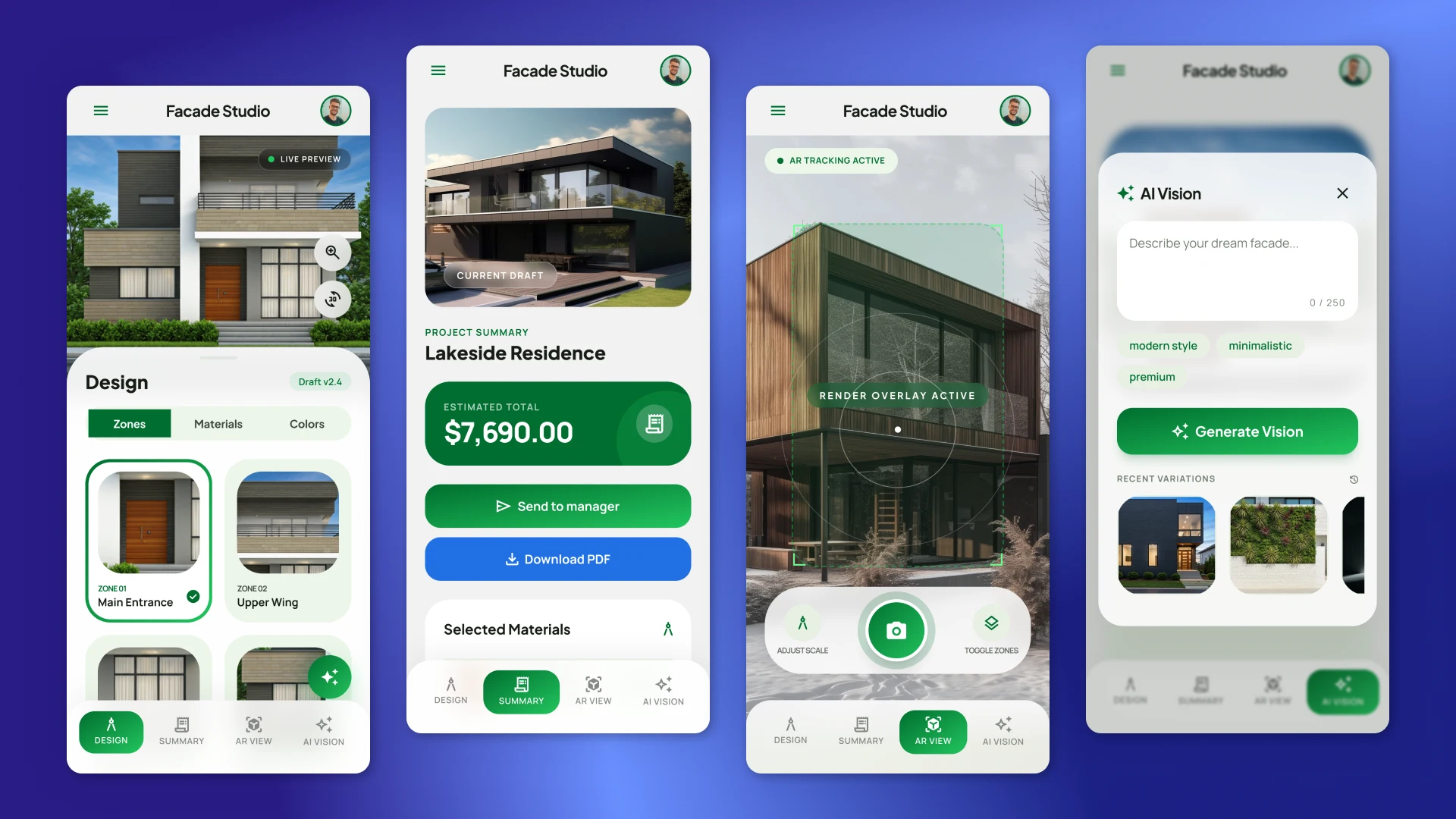 Adaptation of the house façade configurator for mobile screens – exterior design, AR viewing, and AI façade visualization