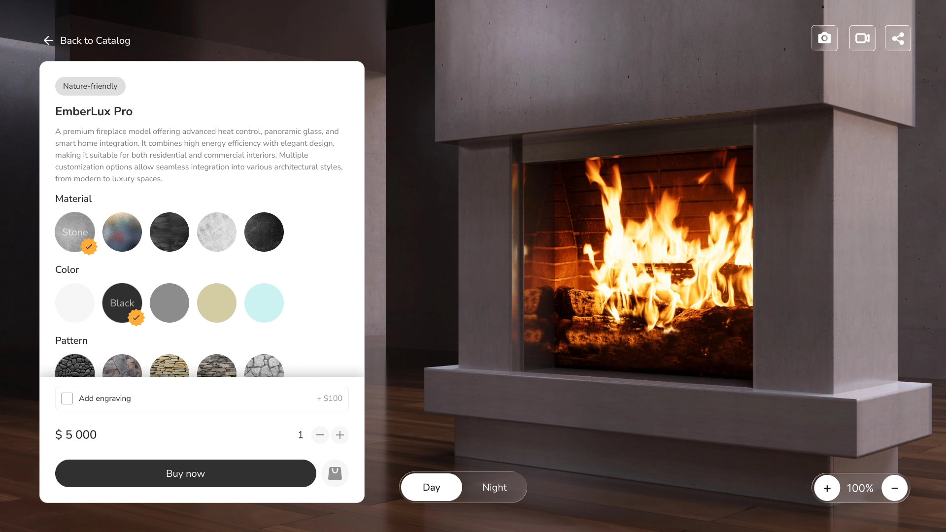 3D fireplace configurator vr ar