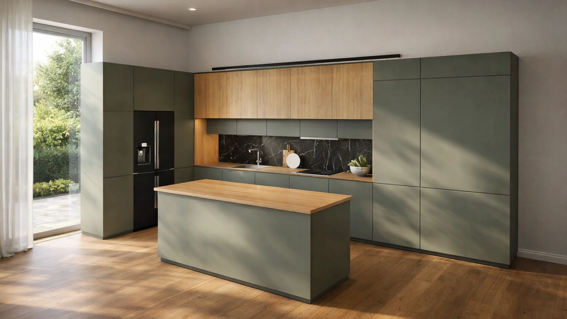 Kitchen from a 3D configurator in a realistic modern interior