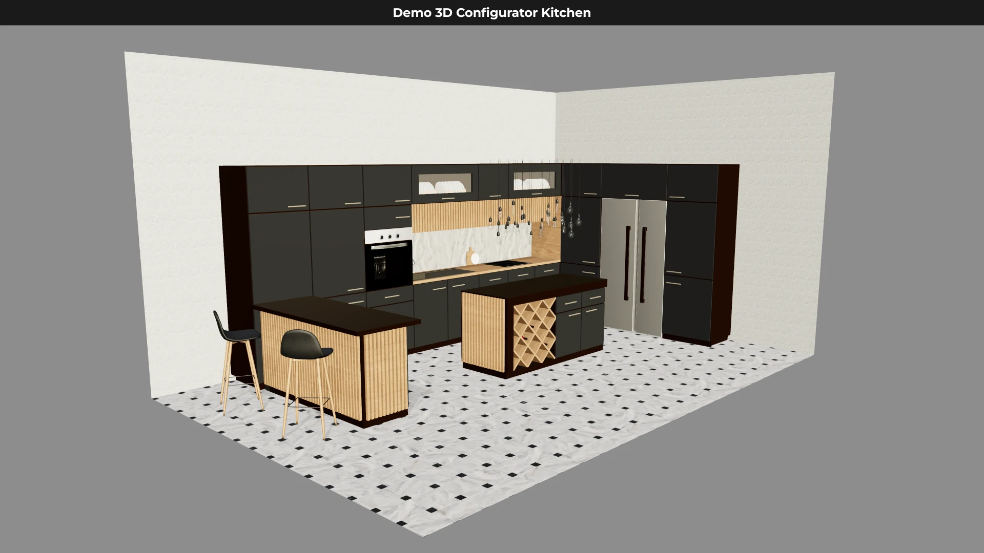 Interactive minimalist 3D kitchen constructor