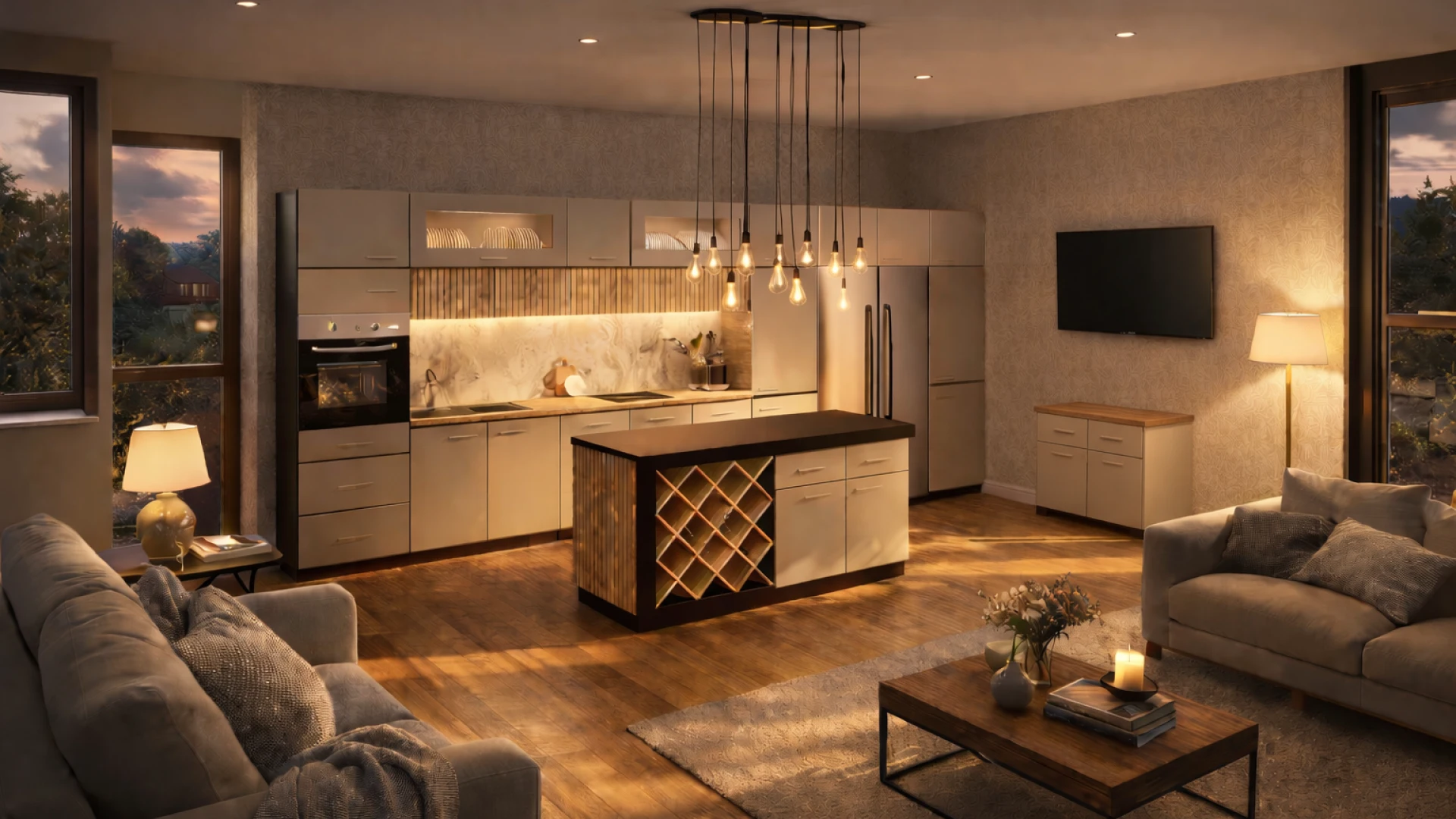 Visualize a kitchen from a 3D demo configurator in a realistic interior