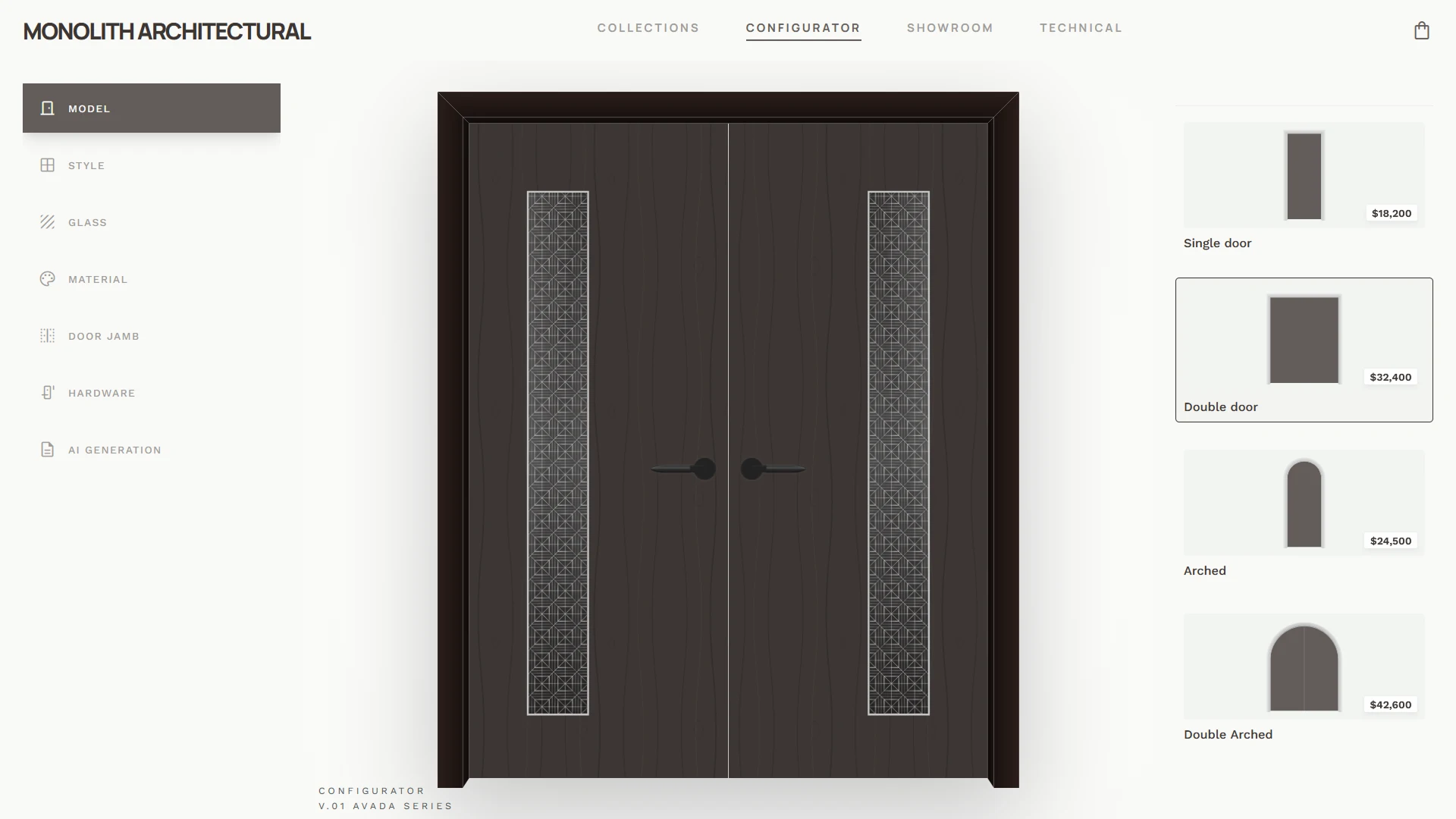Try the Monolith Architectural door configurator demo