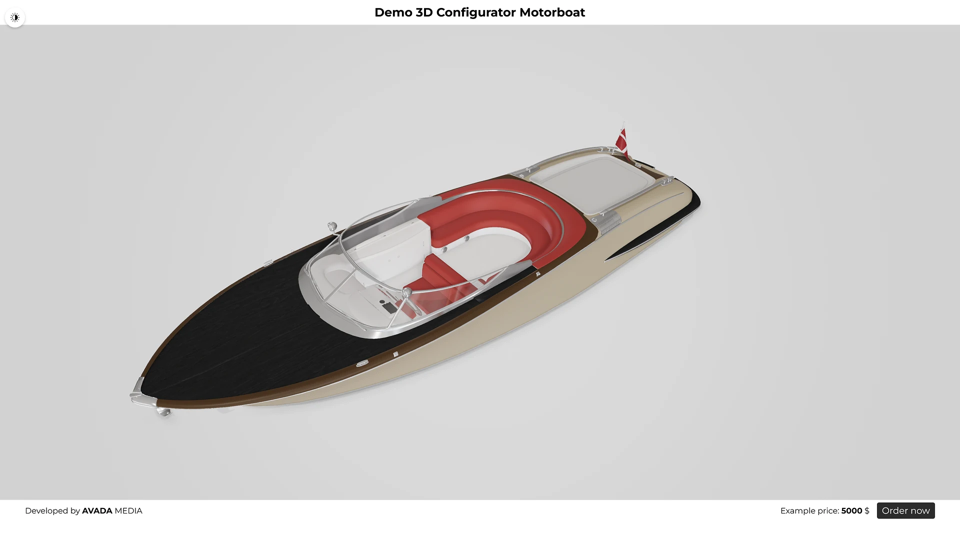 Interactive demo boat configurator with a choice of options and 3D viewing