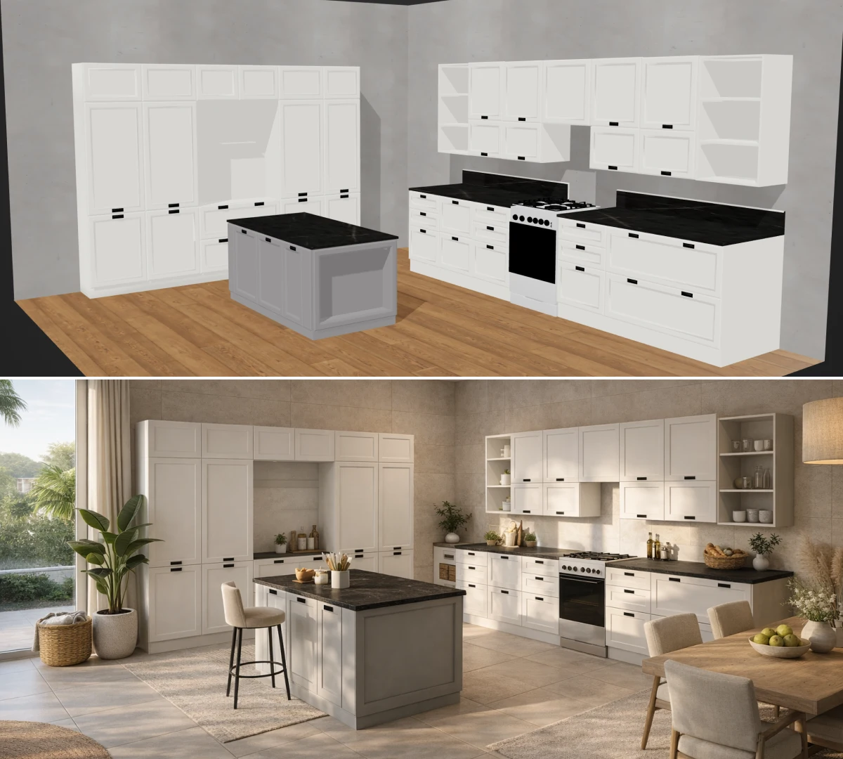 Custom kitchen from a 3D builder in a modern home