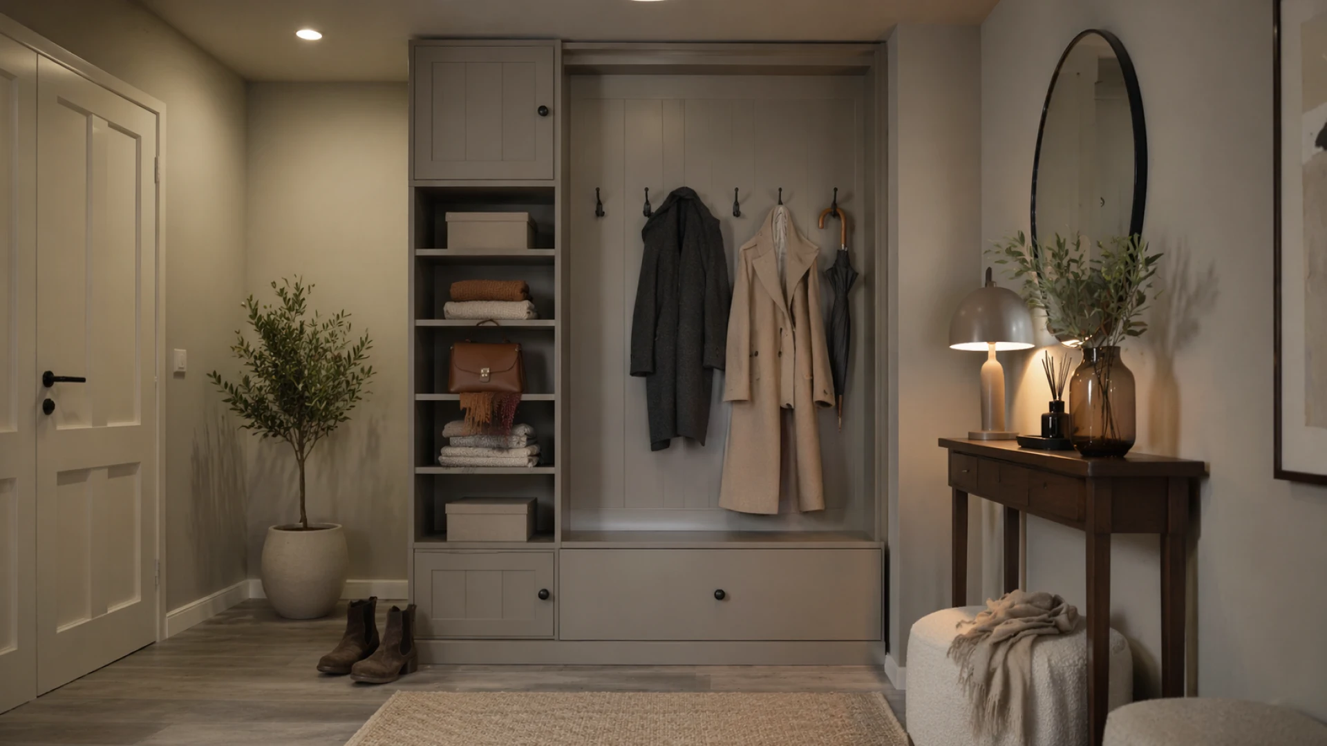 Entryway design with Built-in wardrobe after 2D configuration (AI visualization)