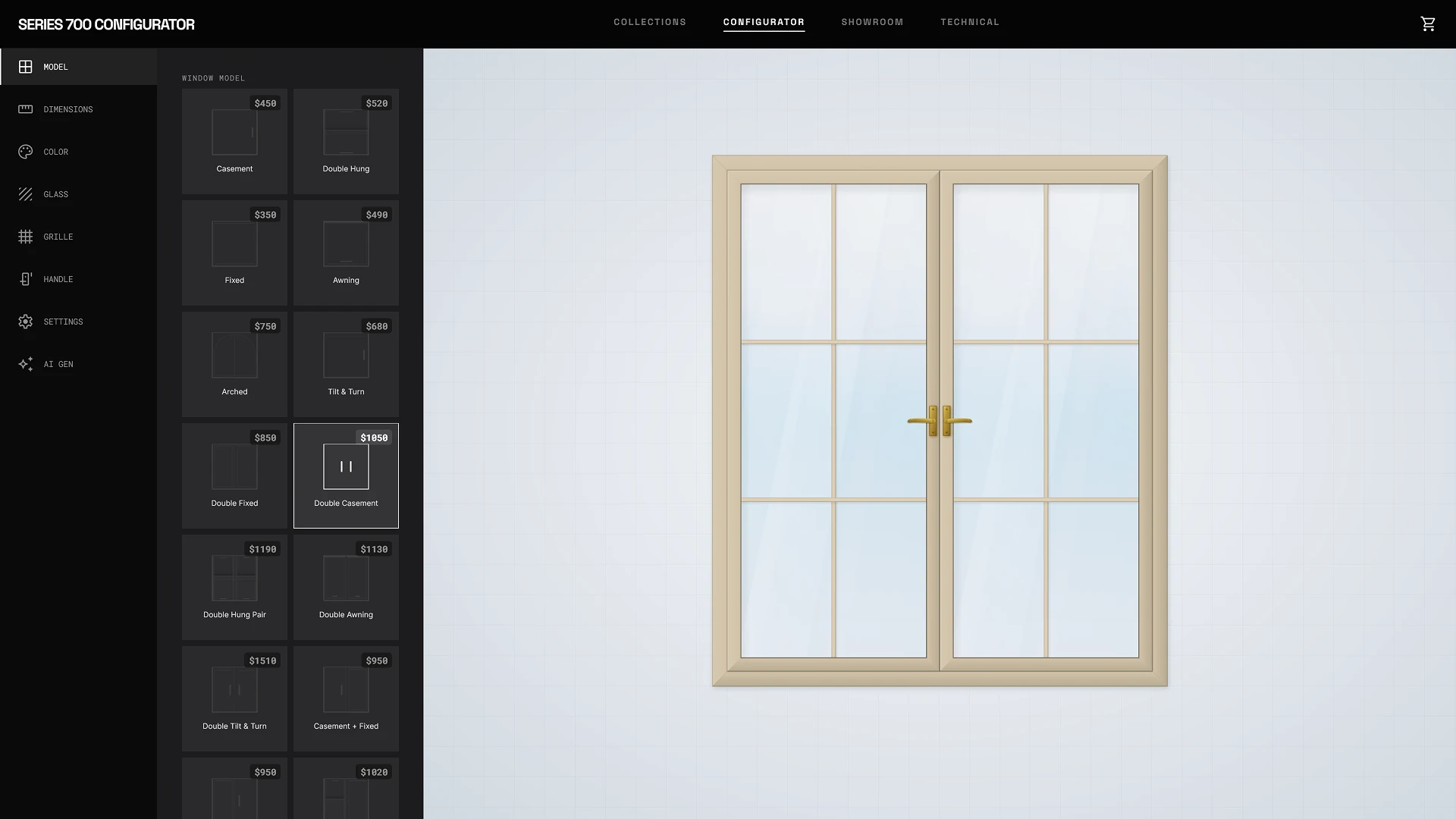 Professional development of a 2D window configurator