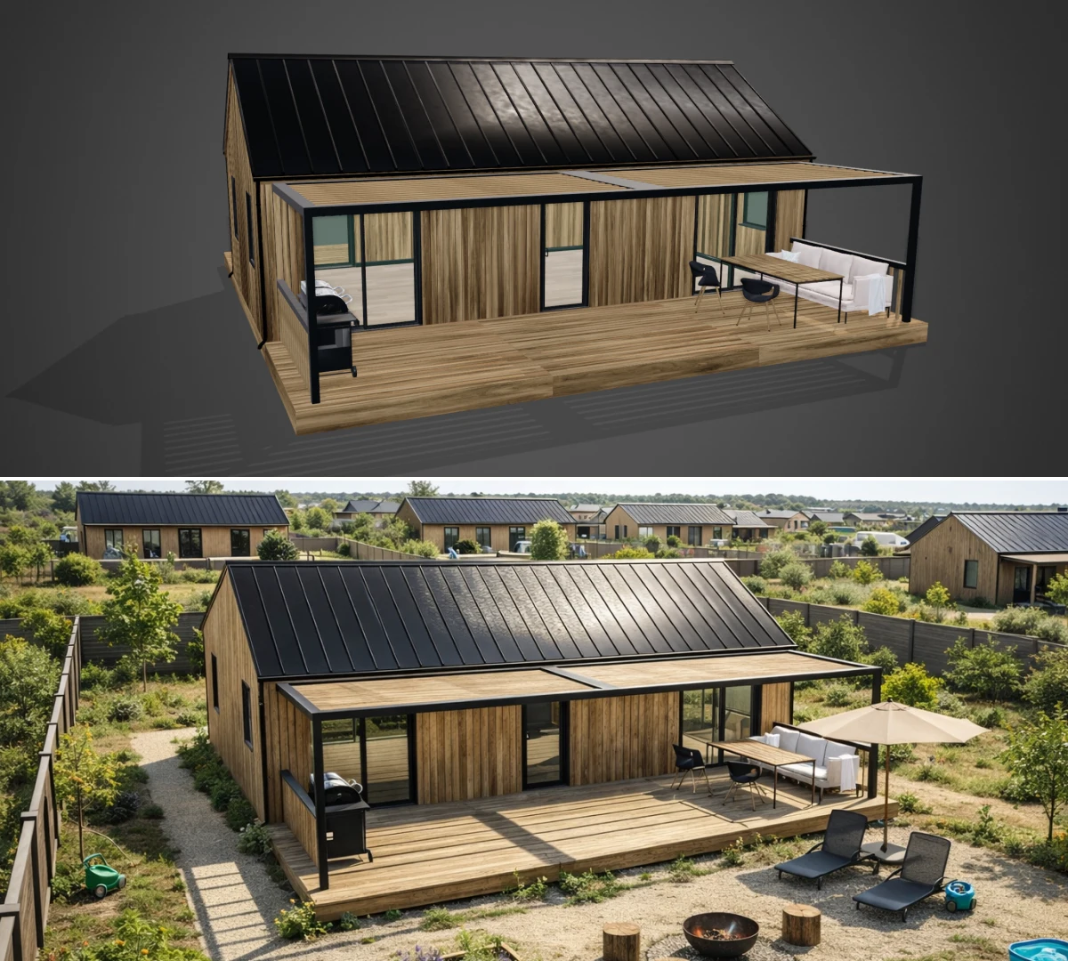 AI-generated realistic house based on a 3D model