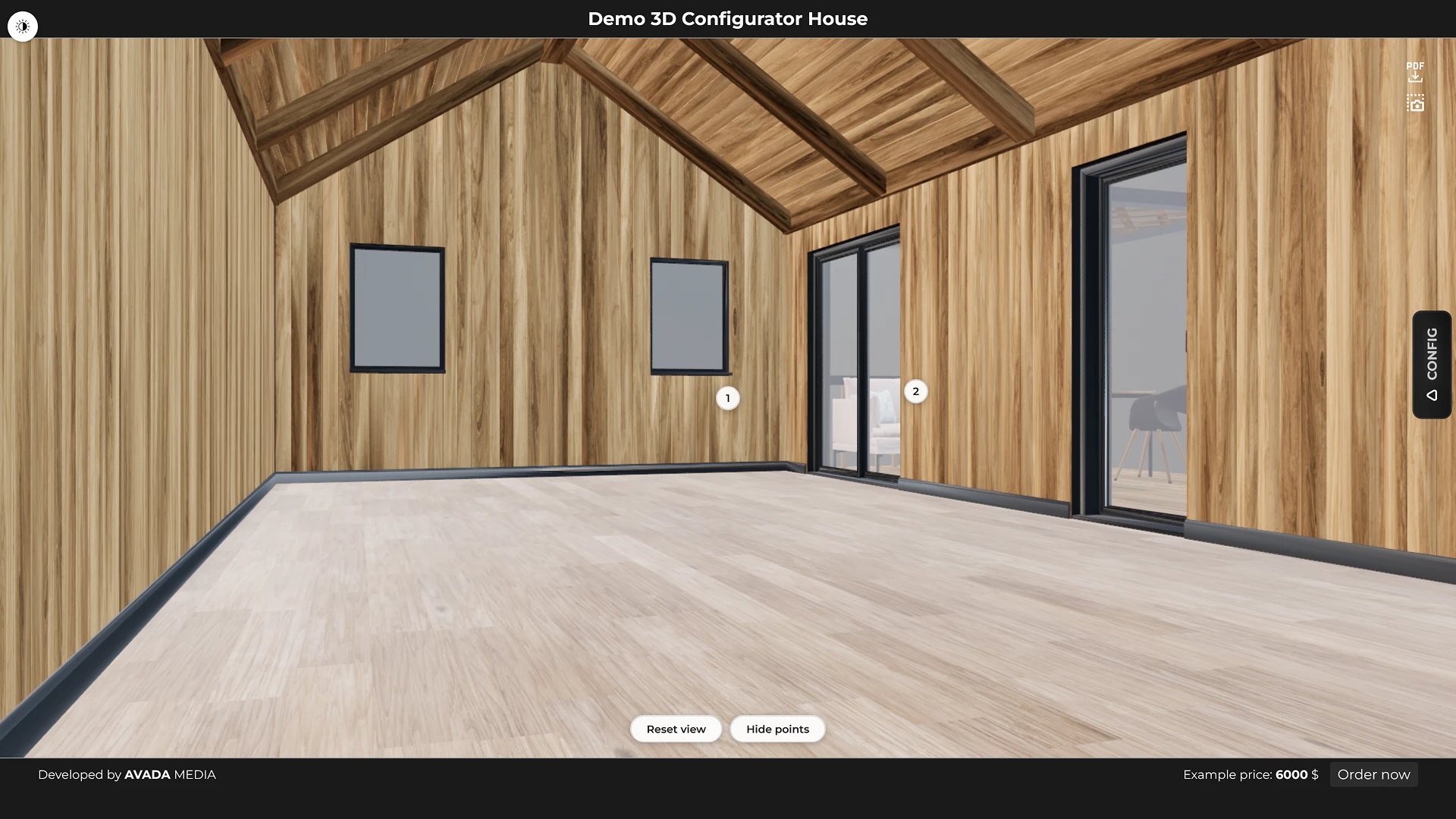 Online house configurator with automatic price calculation and parameters