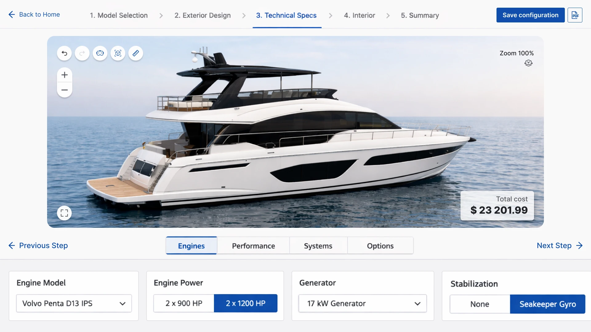 Online yacht configurator for boat manufacturers and dealers